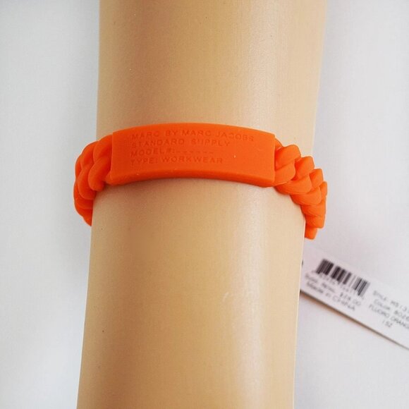 Marc by Marc Jacobs Braided Silicone Bracelet Fluoro Orange NWT - Picture 2 of 3